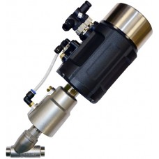 Клапан пневматический с позиционером из нержавеющей стали под сварку АСТА-Р12-040-32,9Л-М-16-04-200-С/ППП-90 (НЗ)-ИЭП Ру16 Ду40 ( PN16 DN40 )
